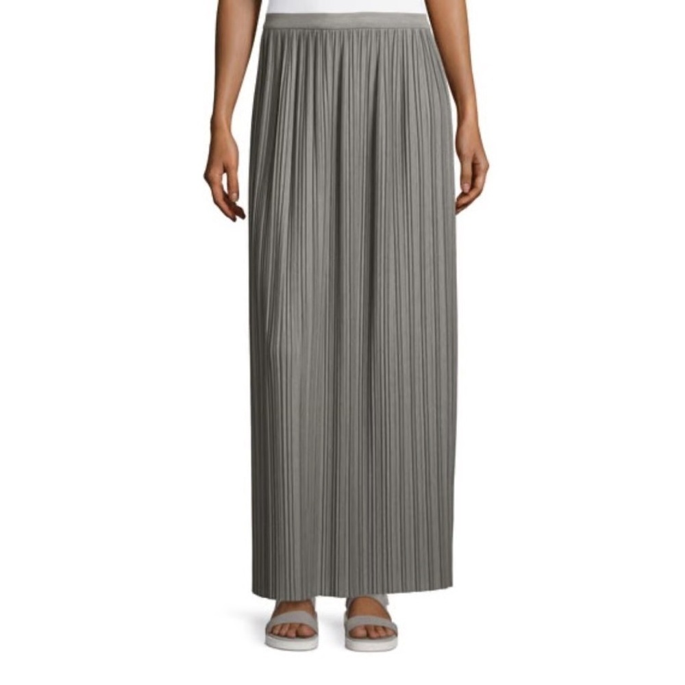 THEORY Osnyo Drapey Tee Pleated Maxi Skirt Gray Size M